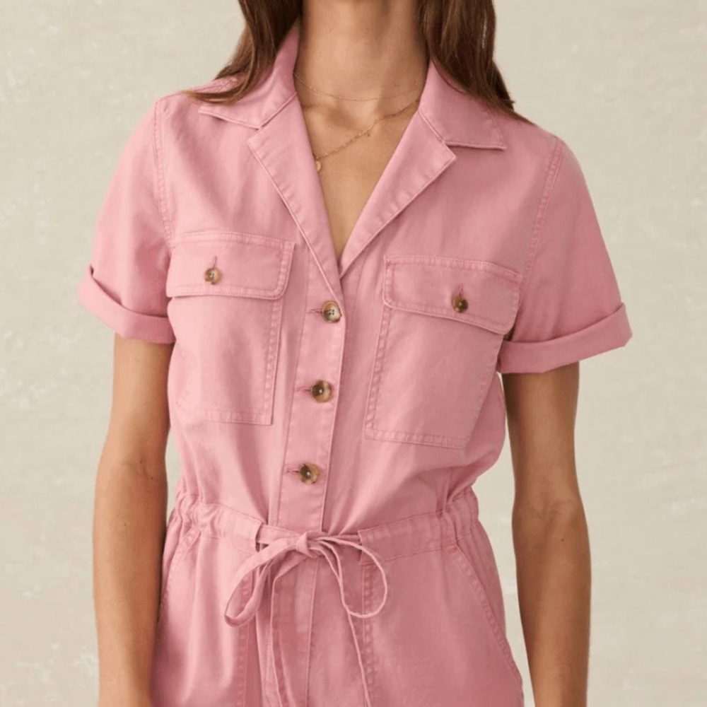 Faherty Utility Twill Raven Jumpsuit in Baroque Rose